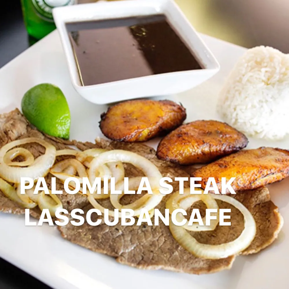 Palomilla Steak with Rice Black Beans & Sweet Plantains